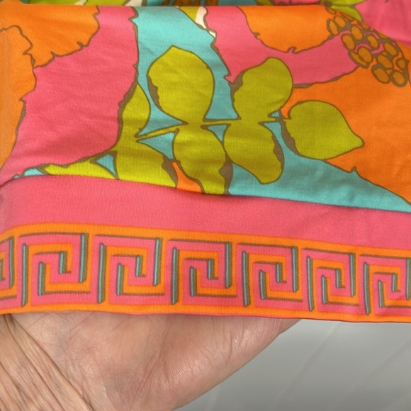 Trina Turk Playa De Flor Cover-Up S/M Orange Blue Kimono Style Sleeves Floral - Picture 5 of 10